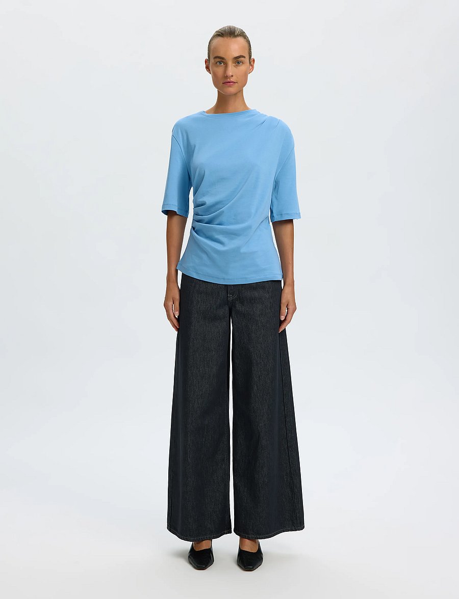 Selected - SLWOLINE LIGHT TWIST TEE NOOS - t-shirts - blissful blue - 4