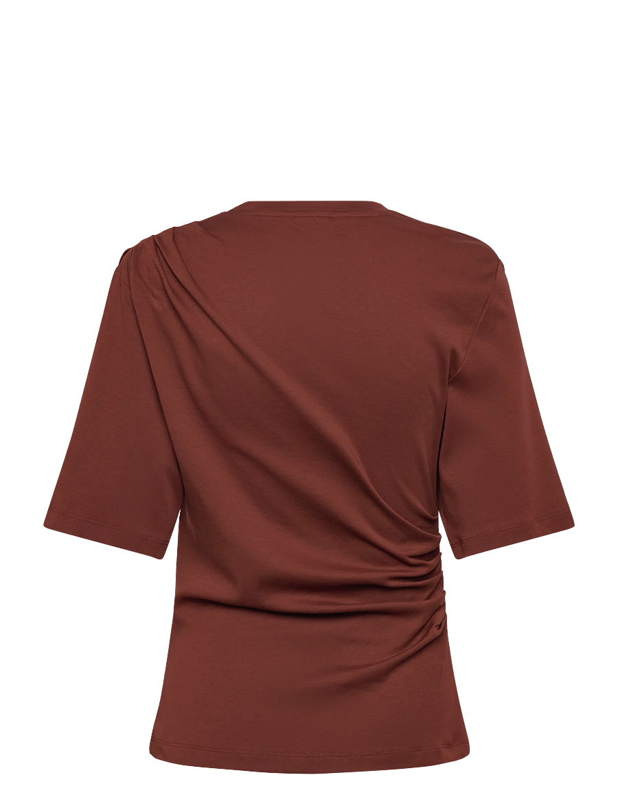 Selected - SLWOLINE LIGHT TWIST TEE NOOS - t-särgid - cherry mahogany - 1