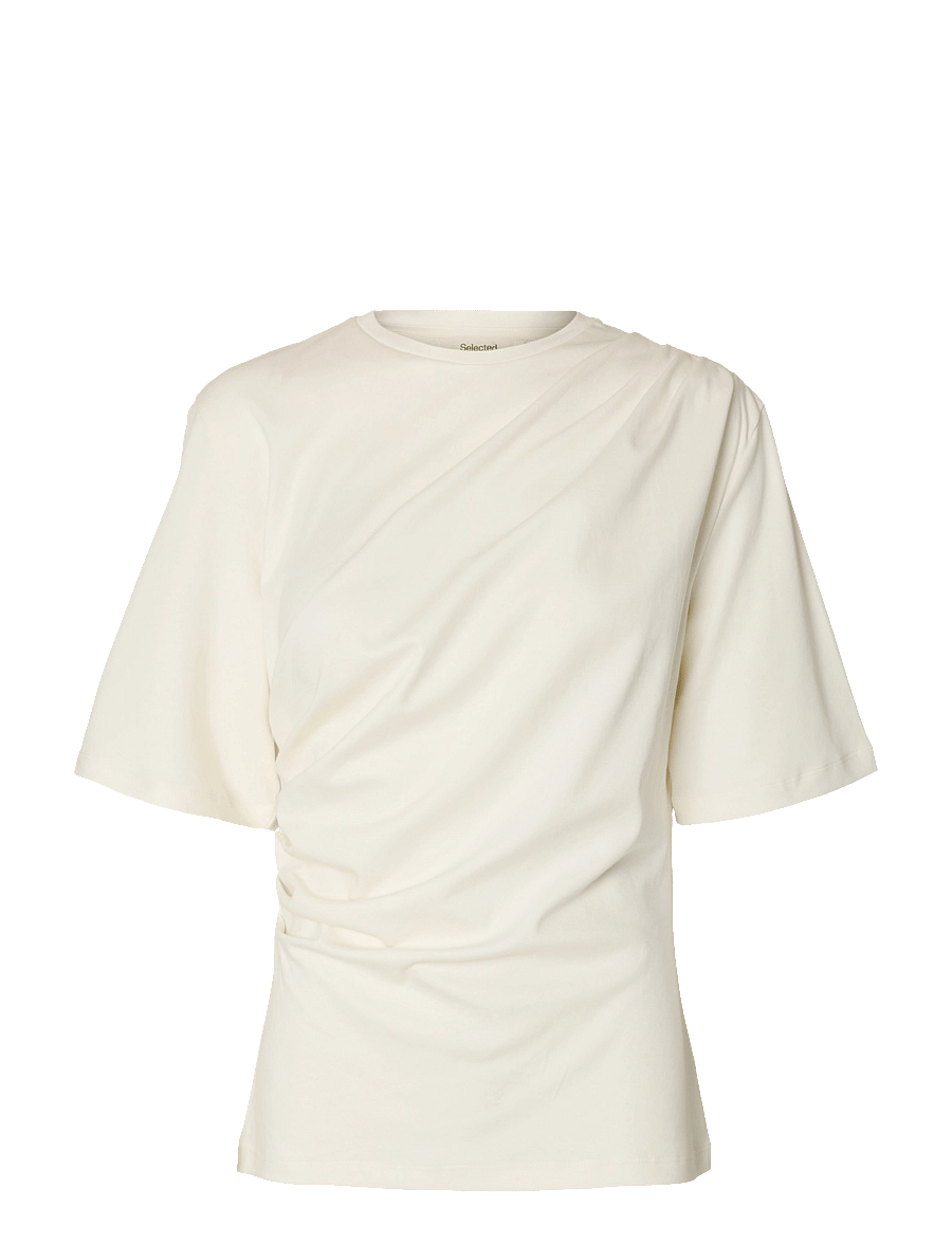 Selected - SLWOLINE LIGHT TWIST TEE - t-shirts - egret - 1