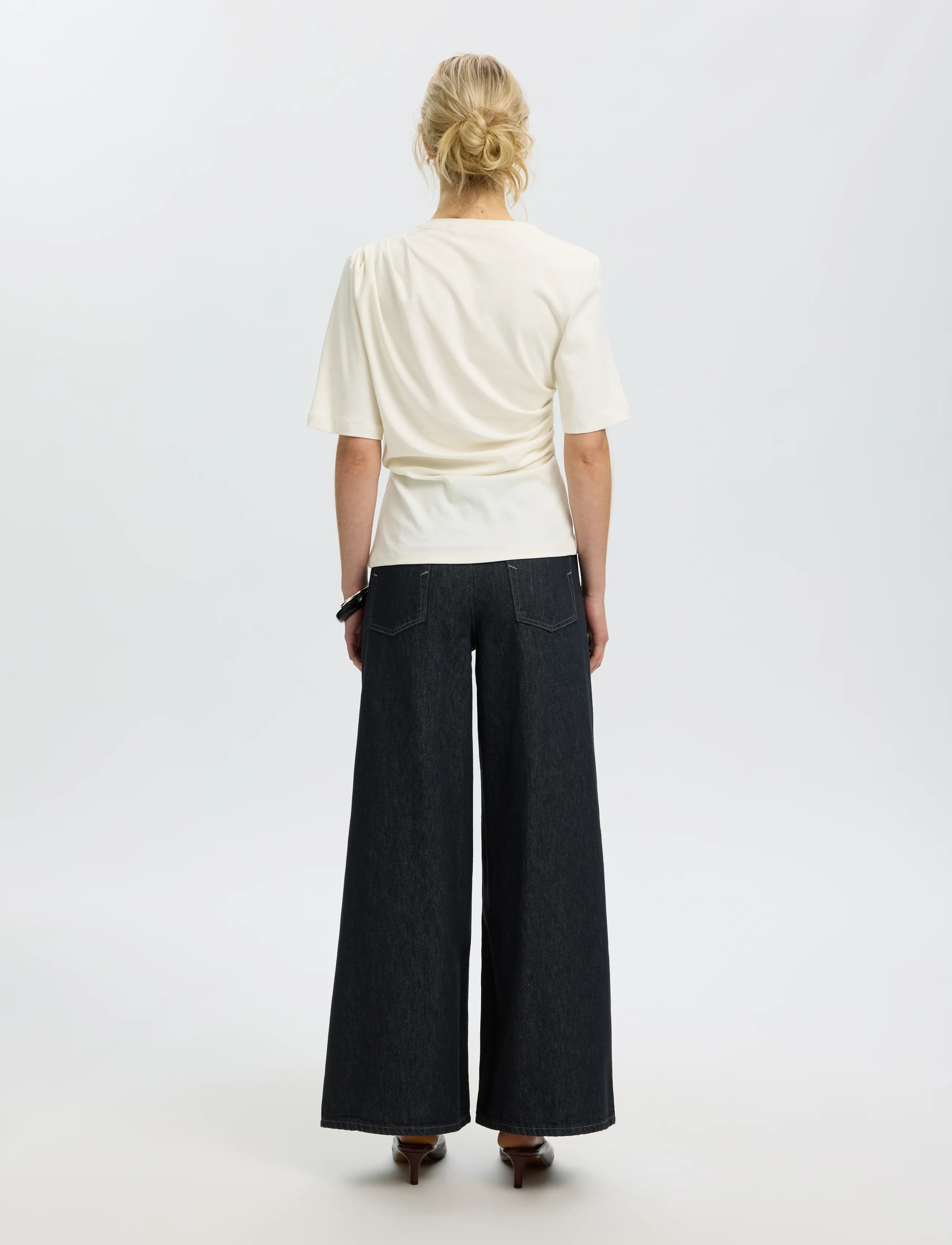 Selected - SLWOLINE LIGHT TWIST TEE - t-shirts - egret - 2