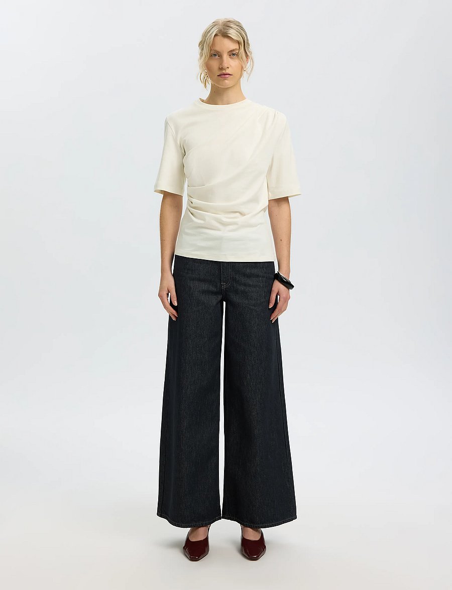 Selected - SLWOLINE LIGHT TWIST TEE - t-shirts - egret - 3