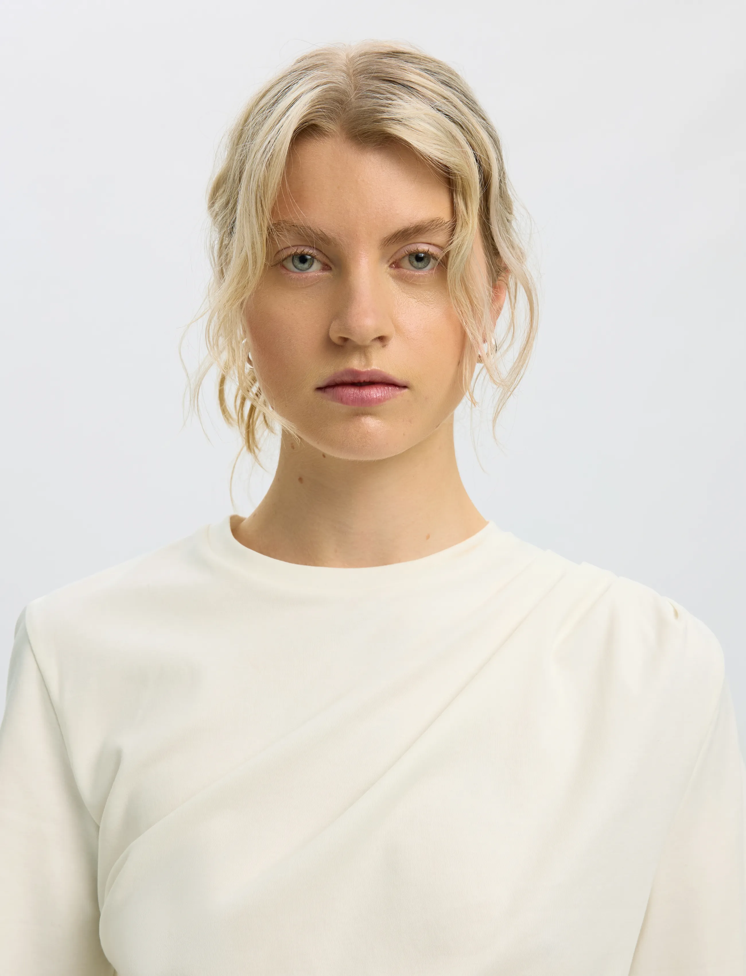 Selected - SLWOLINE LIGHT TWIST TEE - t-shirts - egret - 4