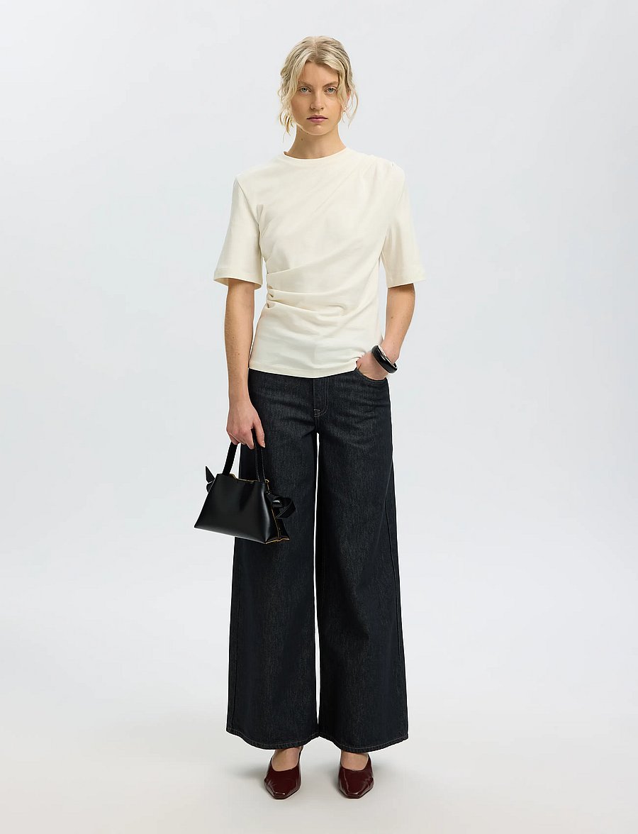Selected - SLWOLINE LIGHT TWIST TEE - t-shirts - egret - 5