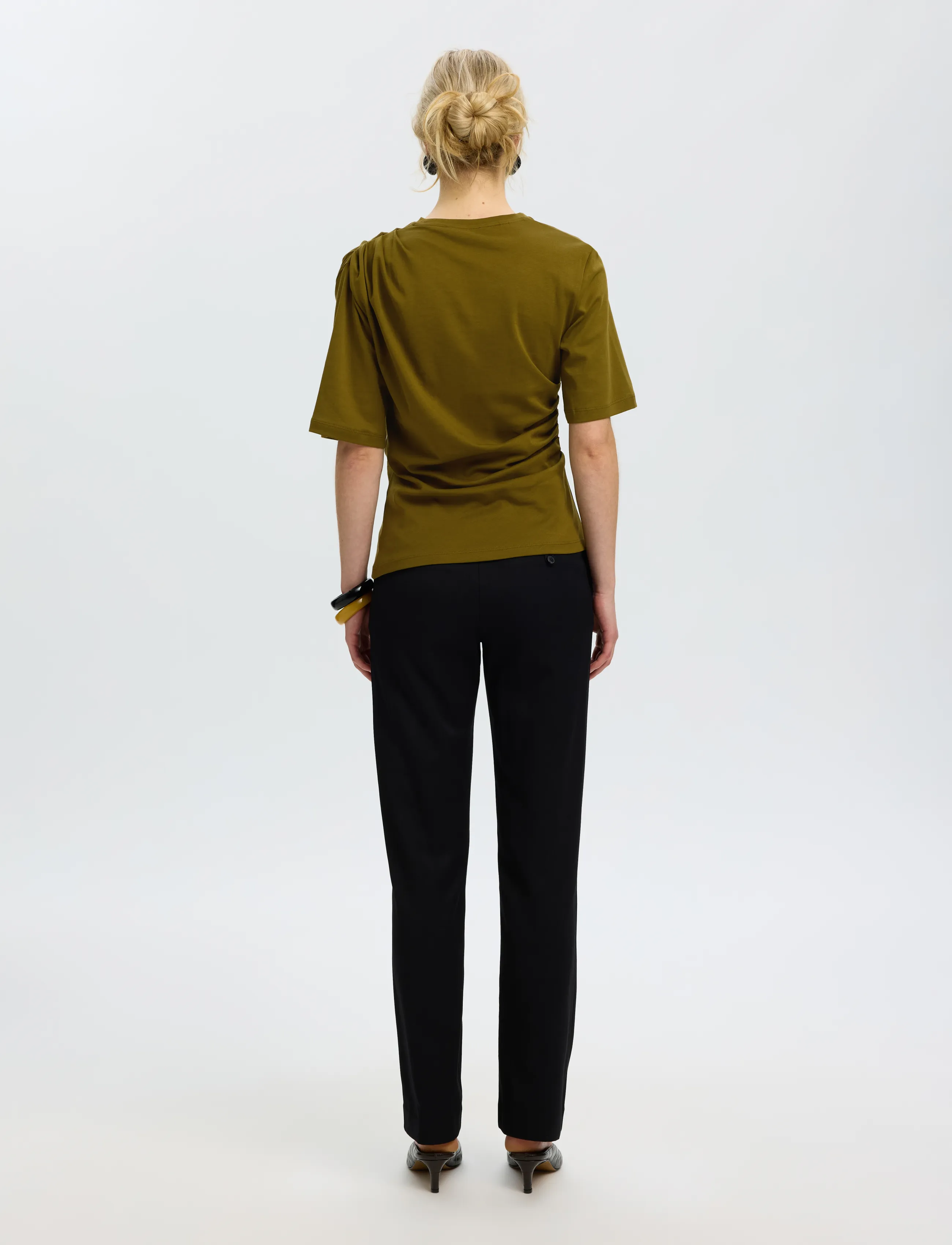 Selected - SLWOLINE LIGHT TWIST TEE - t-shirts - fir green - 2