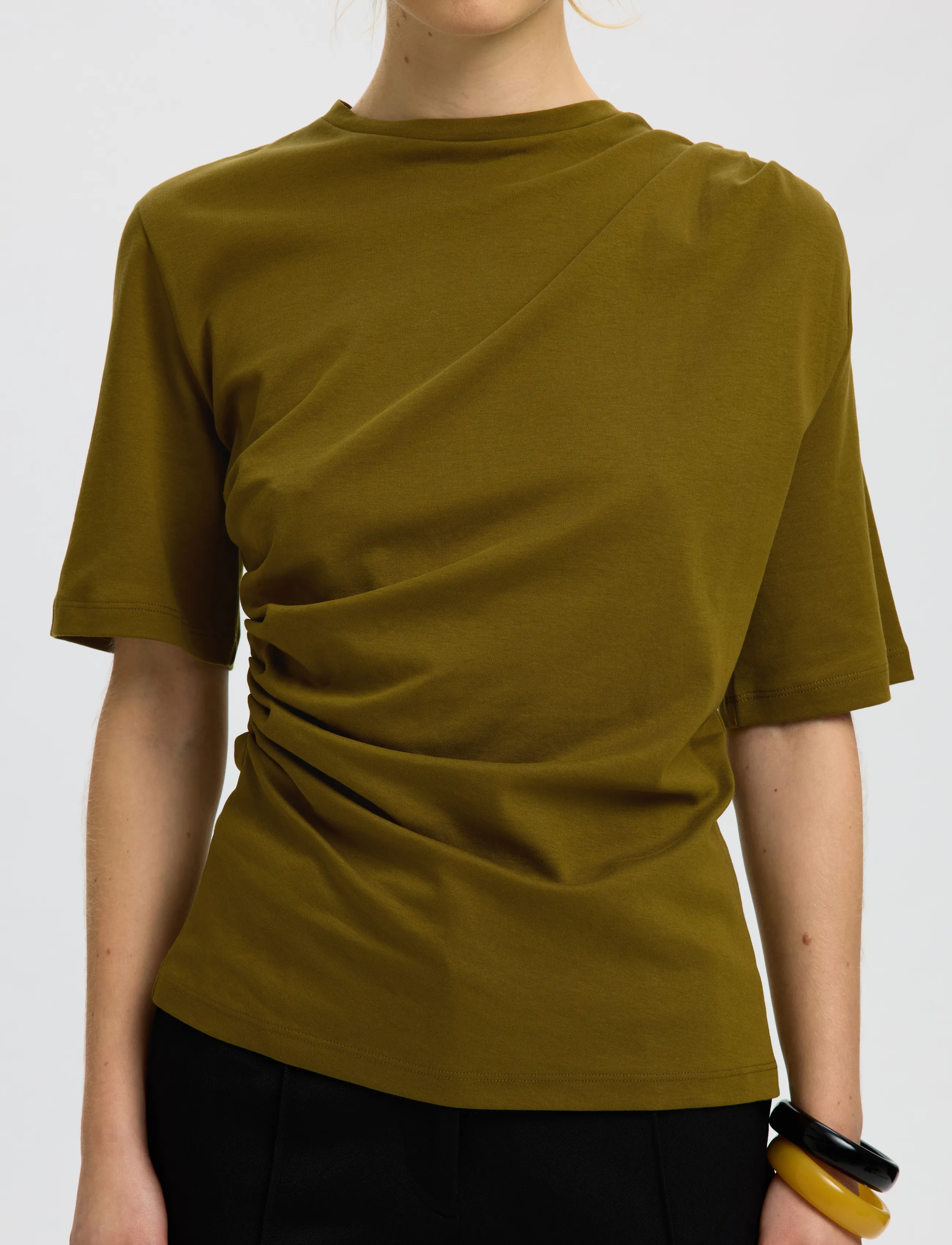 Selected - SLWOLINE LIGHT TWIST TEE - t-shirts - fir green - 4