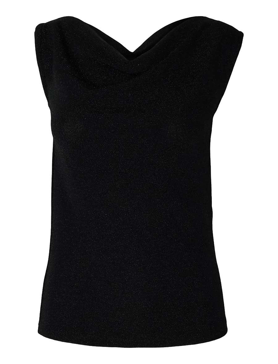 Selected - SLWNORI FITTED ASYMMETRIC TOP - crop tops - black - 0