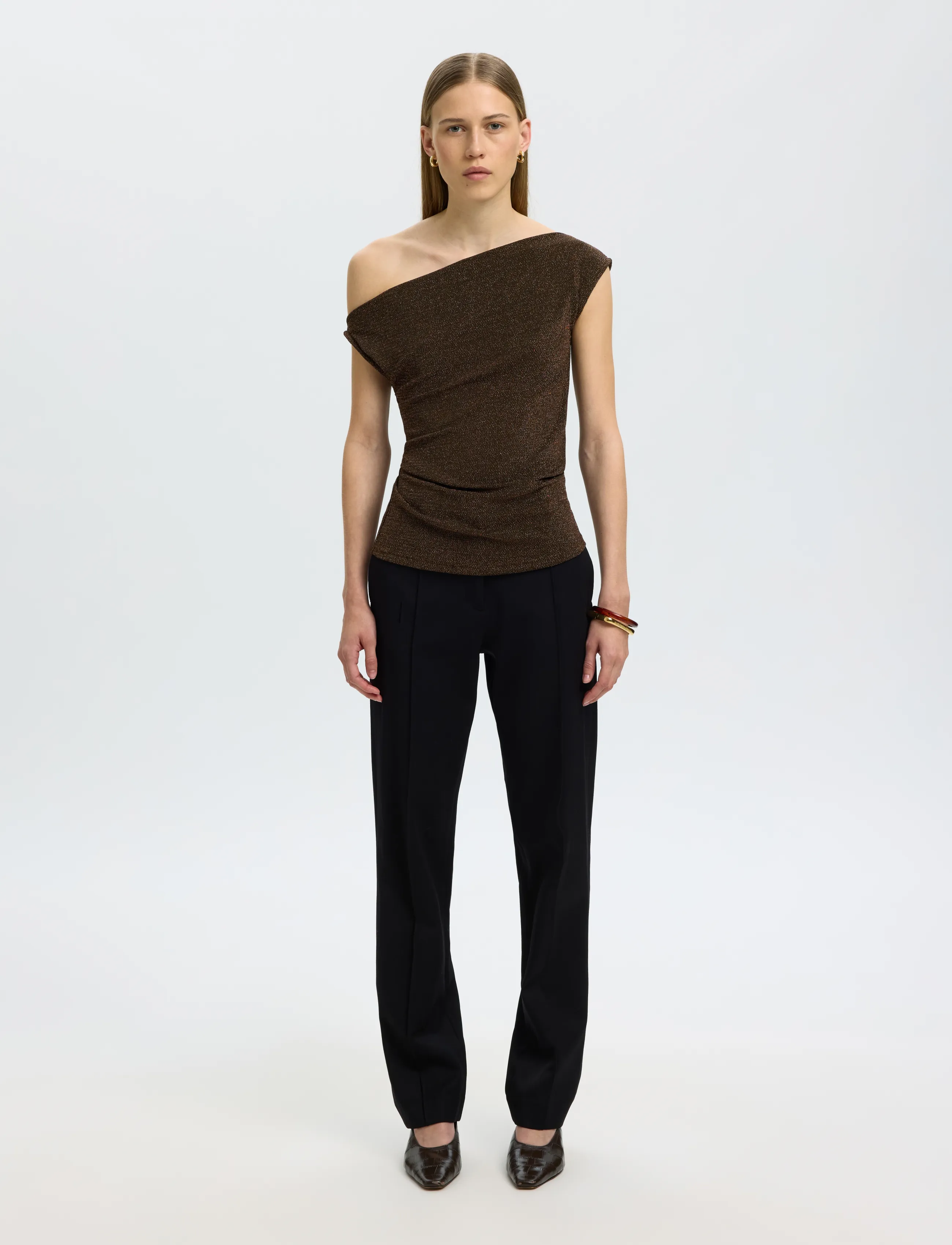 Selected - SLWNORI FITTED ASYMMETRIC TOP - crop tops - delicioso - 3