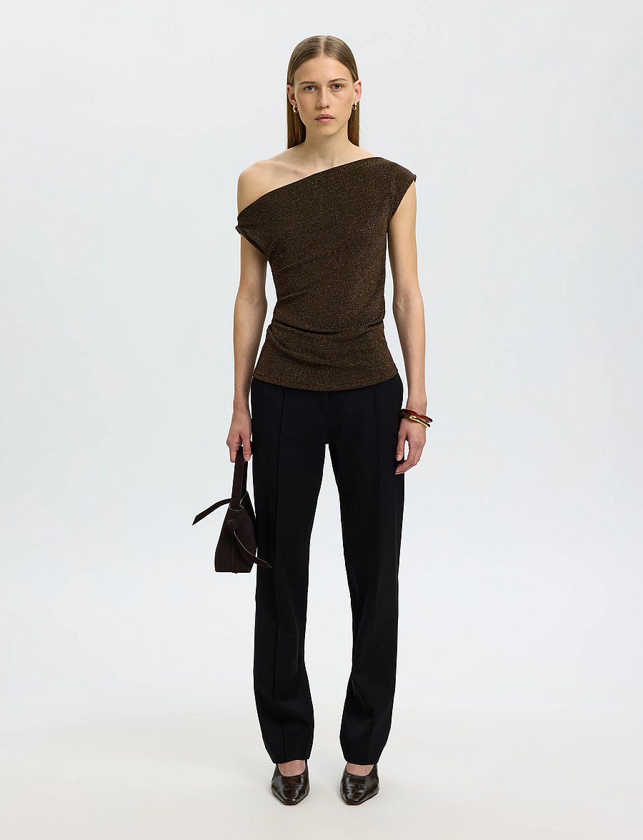 Selected - SLWNORI FITTED ASYMMETRIC TOP - crop tops - delicioso - 5