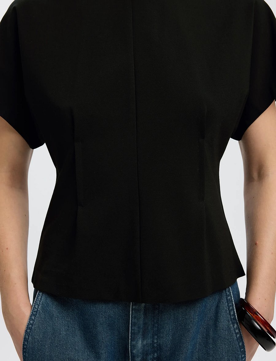Selected - SLWERA SS TOP NOOS - t-shirts - black - 4