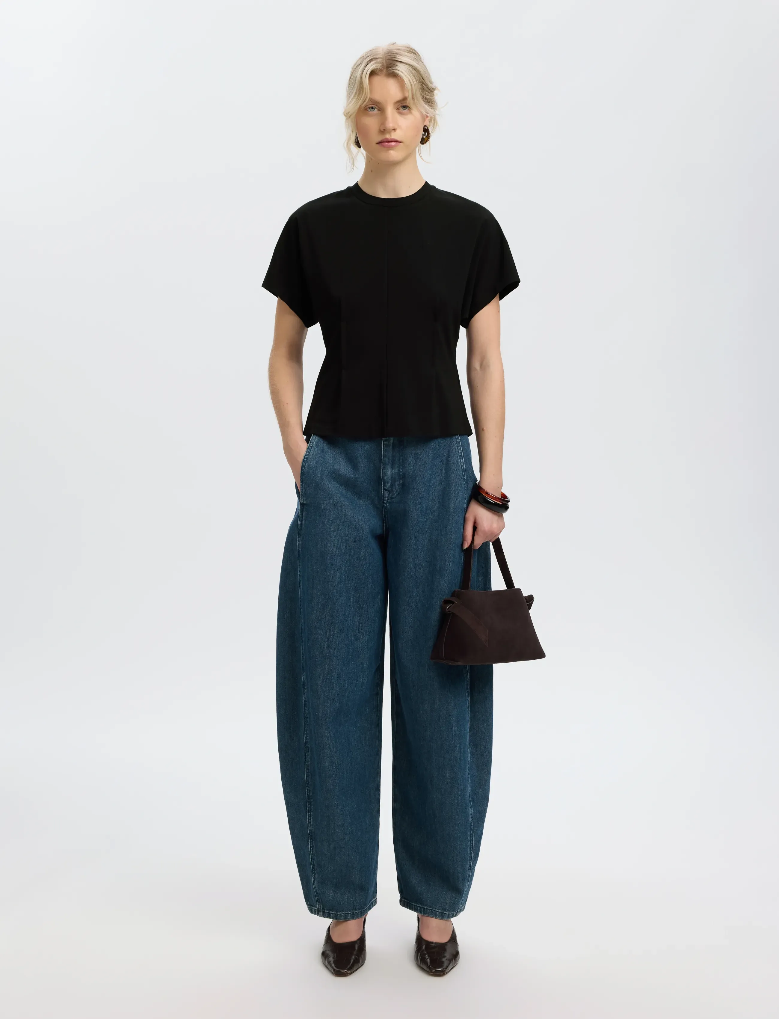 Selected - SLWERA SS TOP NOOS - t-shirts - black - 5