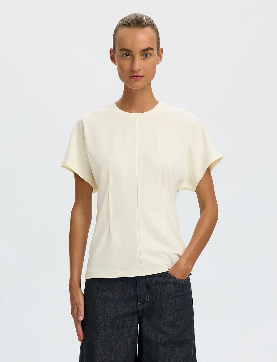 Selected - SLWERA SS TOP NOOS - t-shirts - egret - 0
