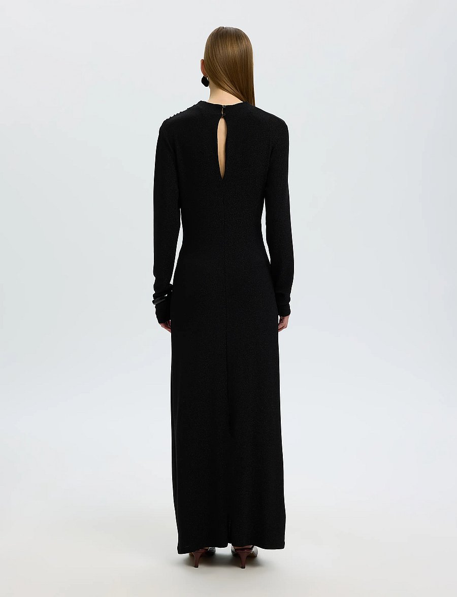 Selected - SLWNORI LS LONG DRESS - aftenkjoler - black - 2