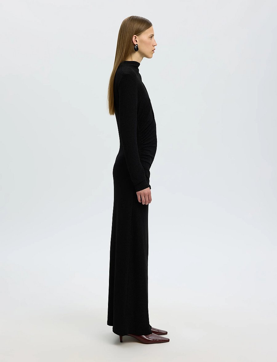 Selected - SLWNORI LS LONG DRESS - aftenkjoler - black - 5