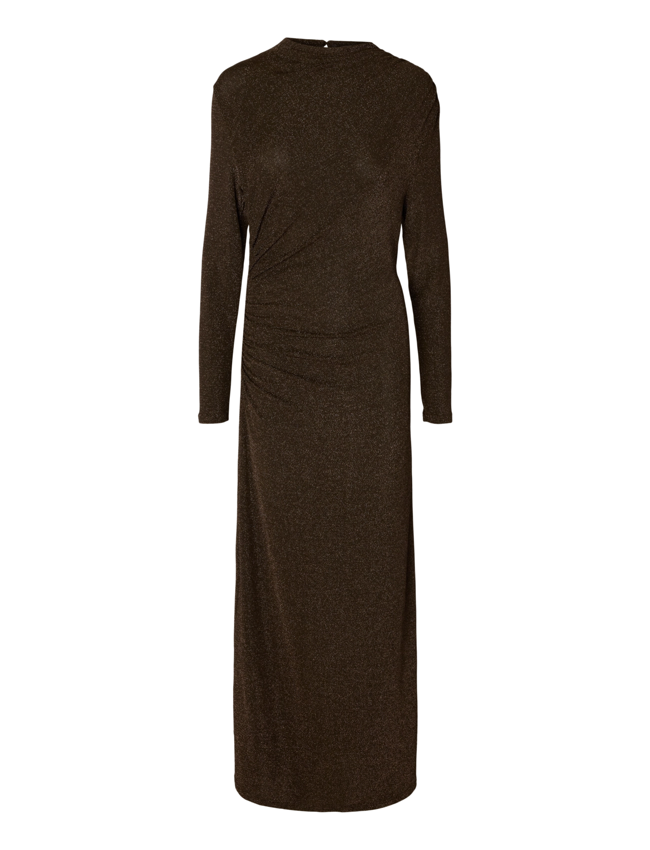 Selected Slwnori Ls Long Dress, Kvinder, Glitter Lang Kjole, Brun, Str: L