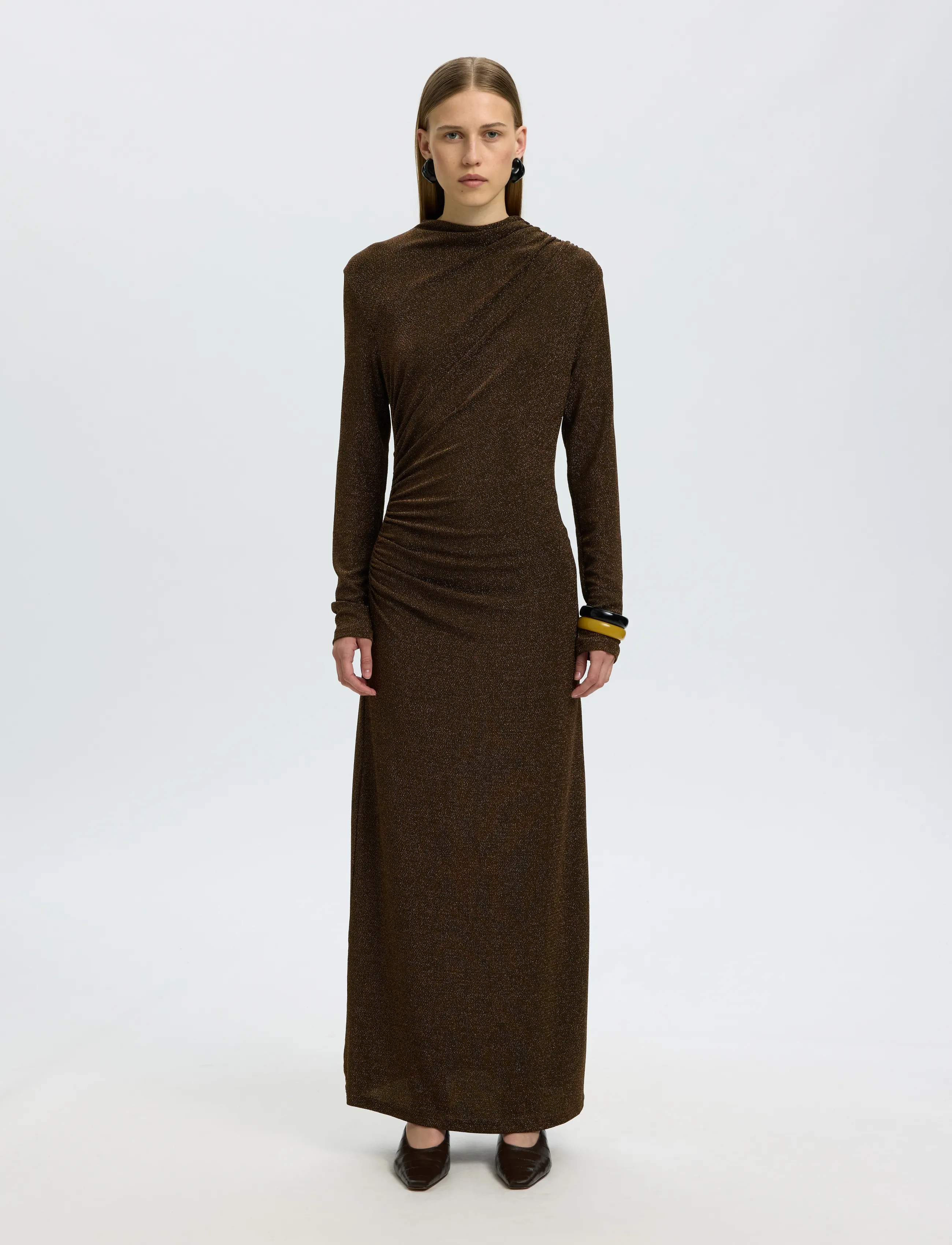 Selected SLWNORI LS LONG DRESS - Dresses - DELICIOSO / brown