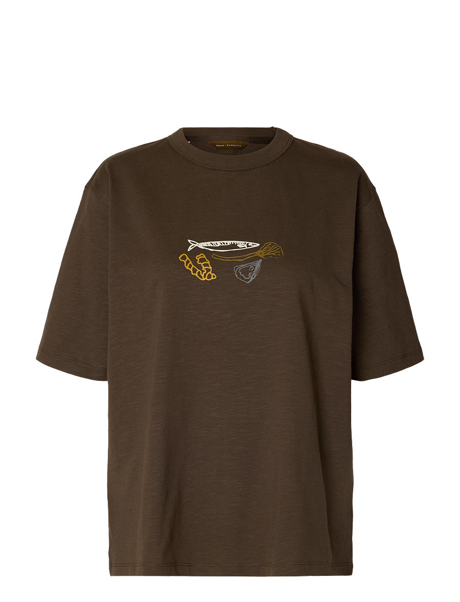 Selected - SLWDOMESTIC RELAXED DIA SS TEE - t-shirts - turkish coffee - 1