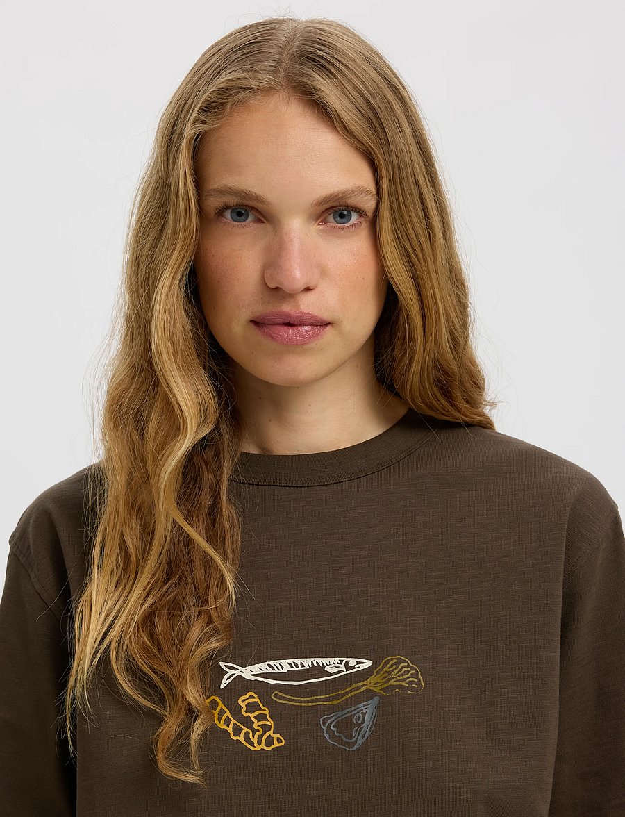 Selected - SLWDOMESTIC RELAXED DIA SS TEE - t-shirts - turkish coffee - 5
