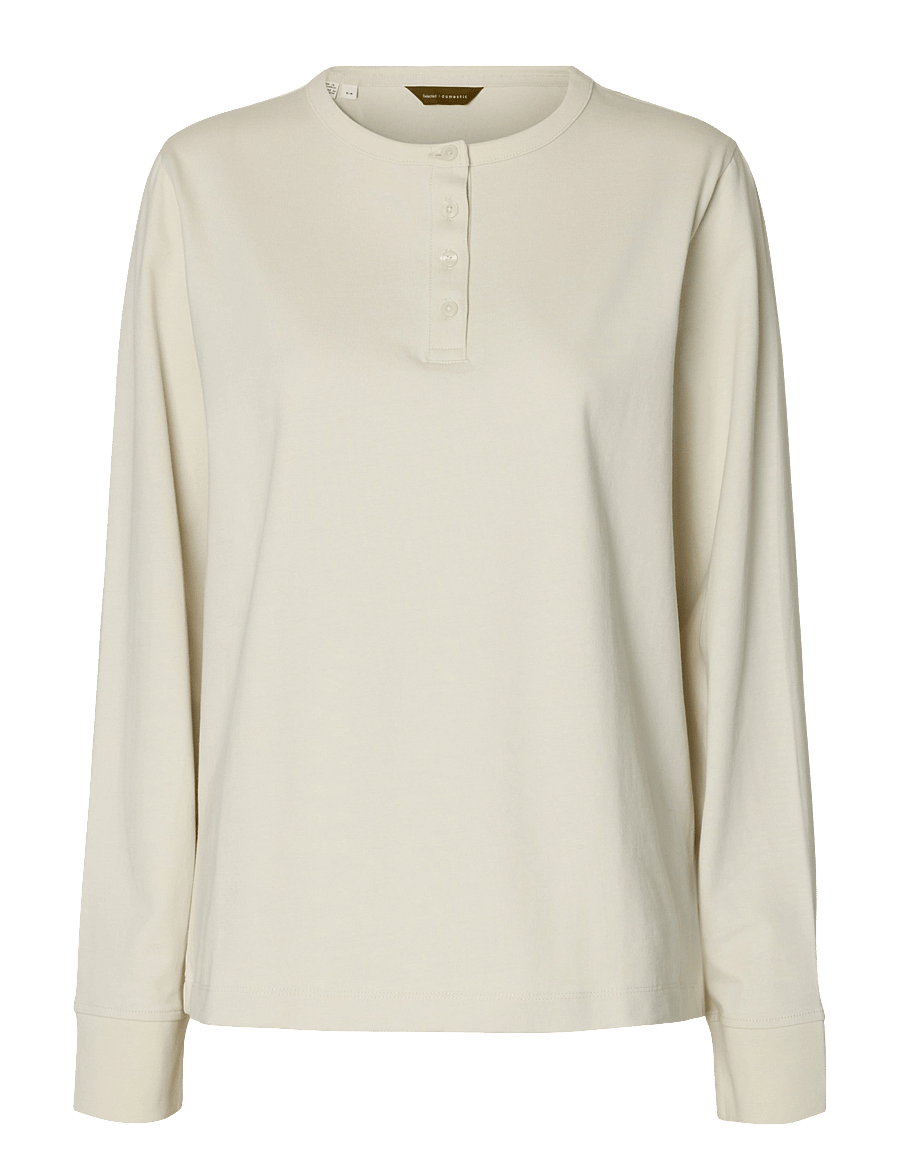 Selected - SLWDOMESTIC RONA LS HENLEY - long-sleeved tops - silver birch - 1