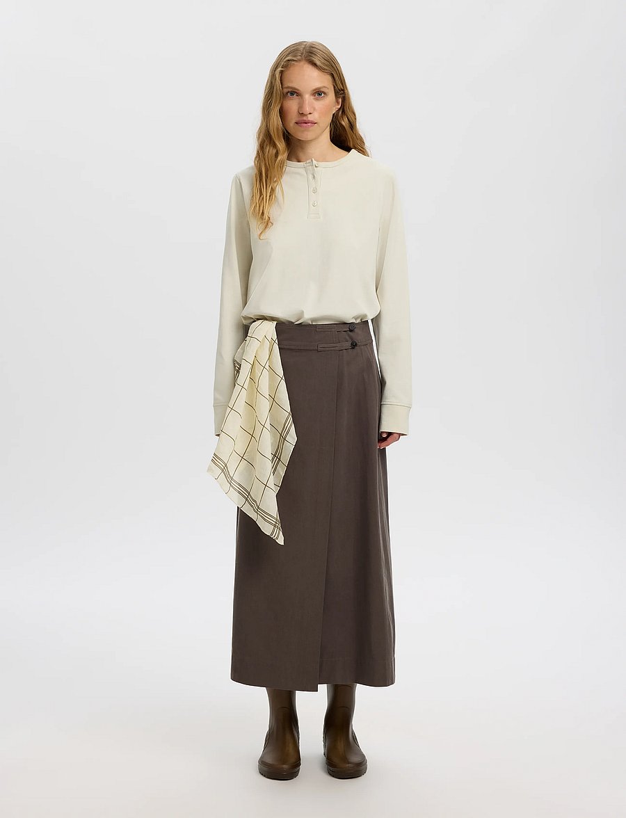 Selected - SLWDOMESTIC RONA LS HENLEY - long-sleeved tops - silver birch - 3