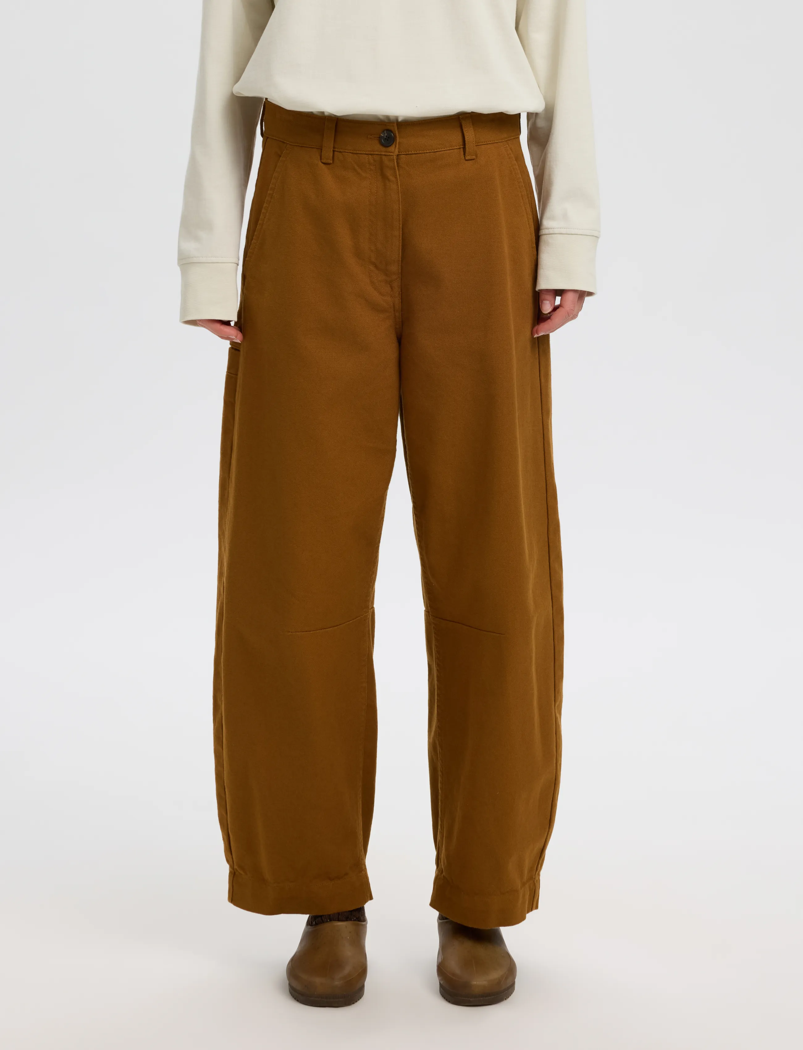 Selected SLWBARREL NICKA DOMESTIC MW PANT - Tønnebukser - MONKS ROBE / brown