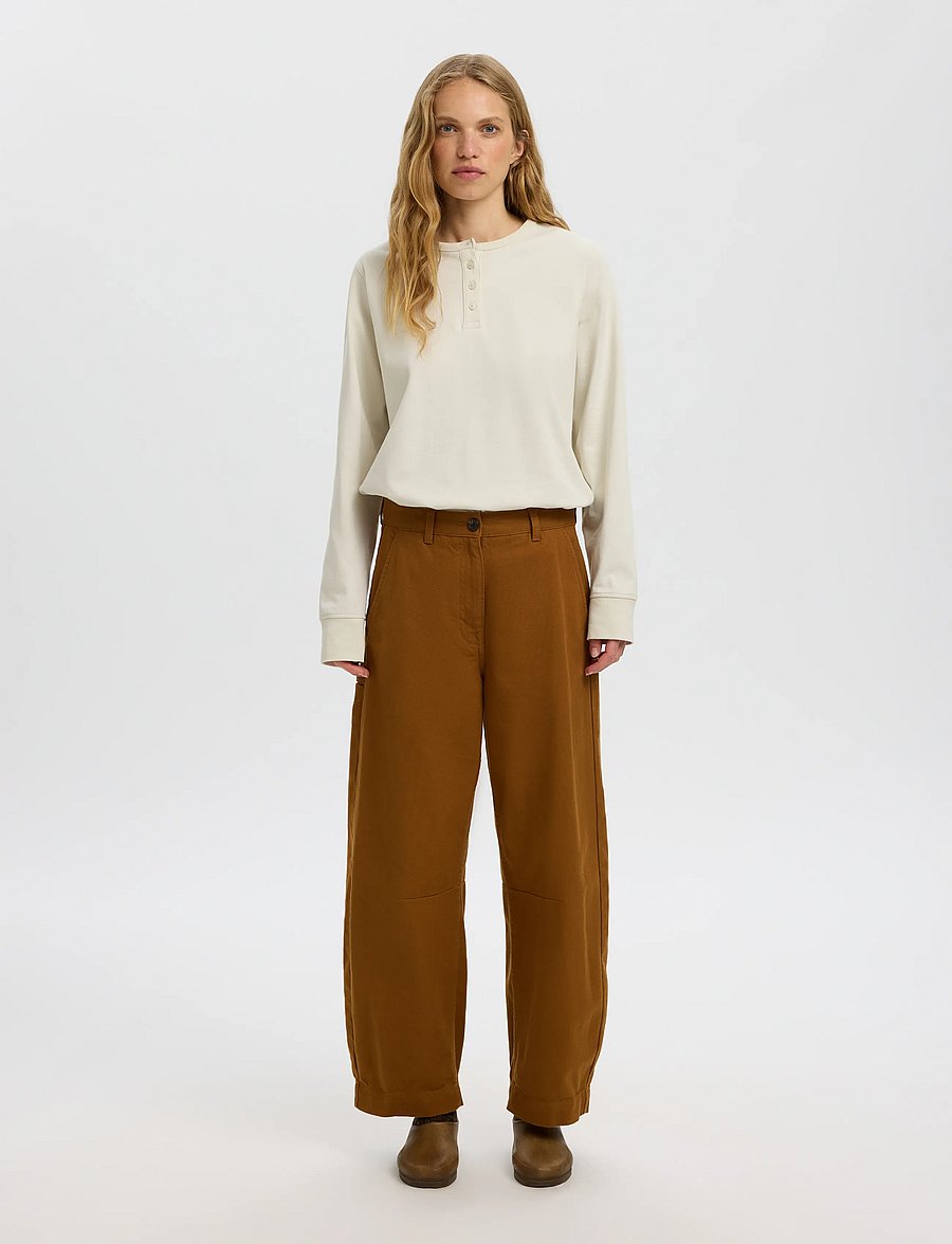 Selected - SLWBARREL NICKA DOMESTIC MW PANT - hosen mit geradem bein - monks robe - 3