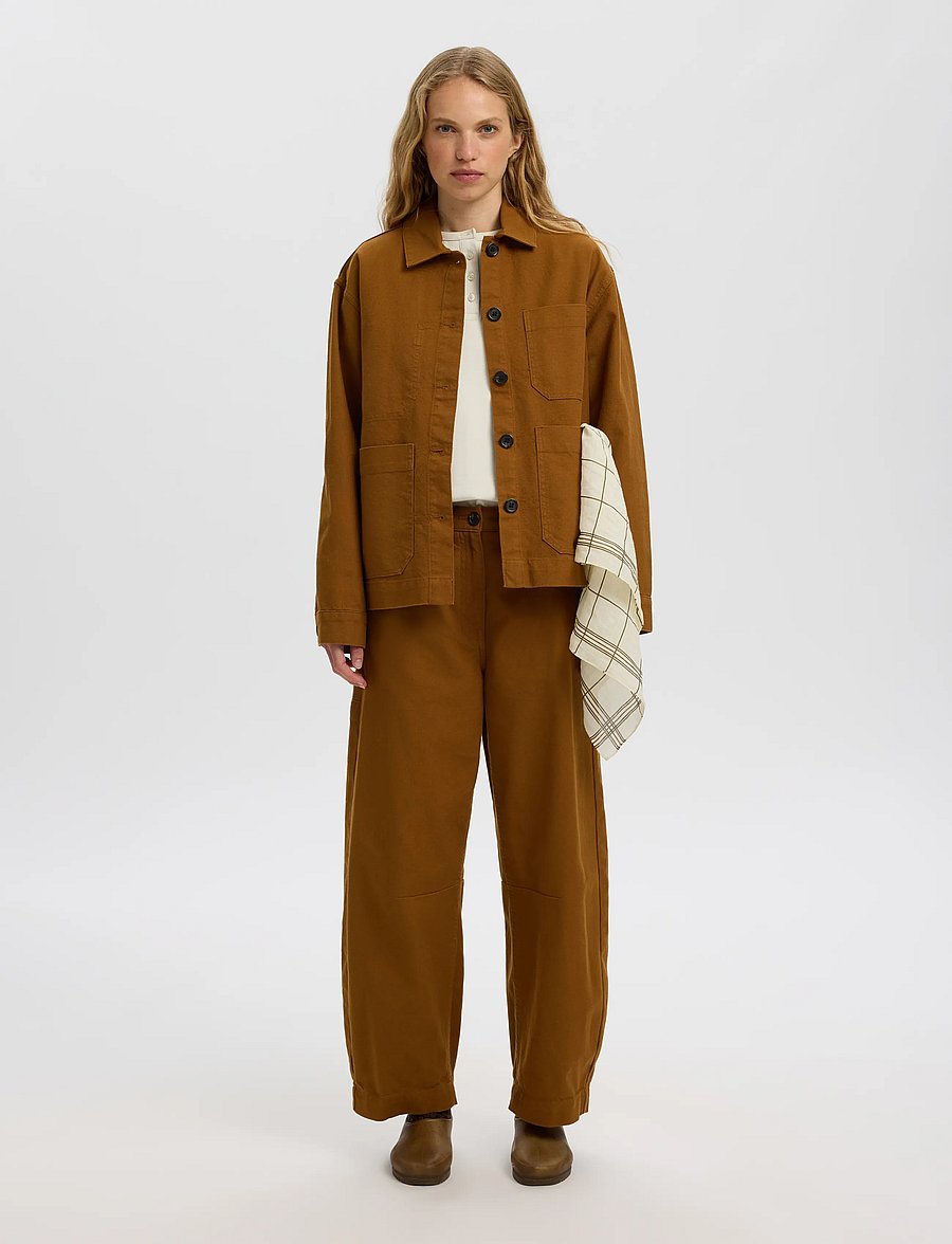 Selected - SLWBARREL NICKA DOMESTIC MW PANT - hosen mit geradem bein - monks robe - 5