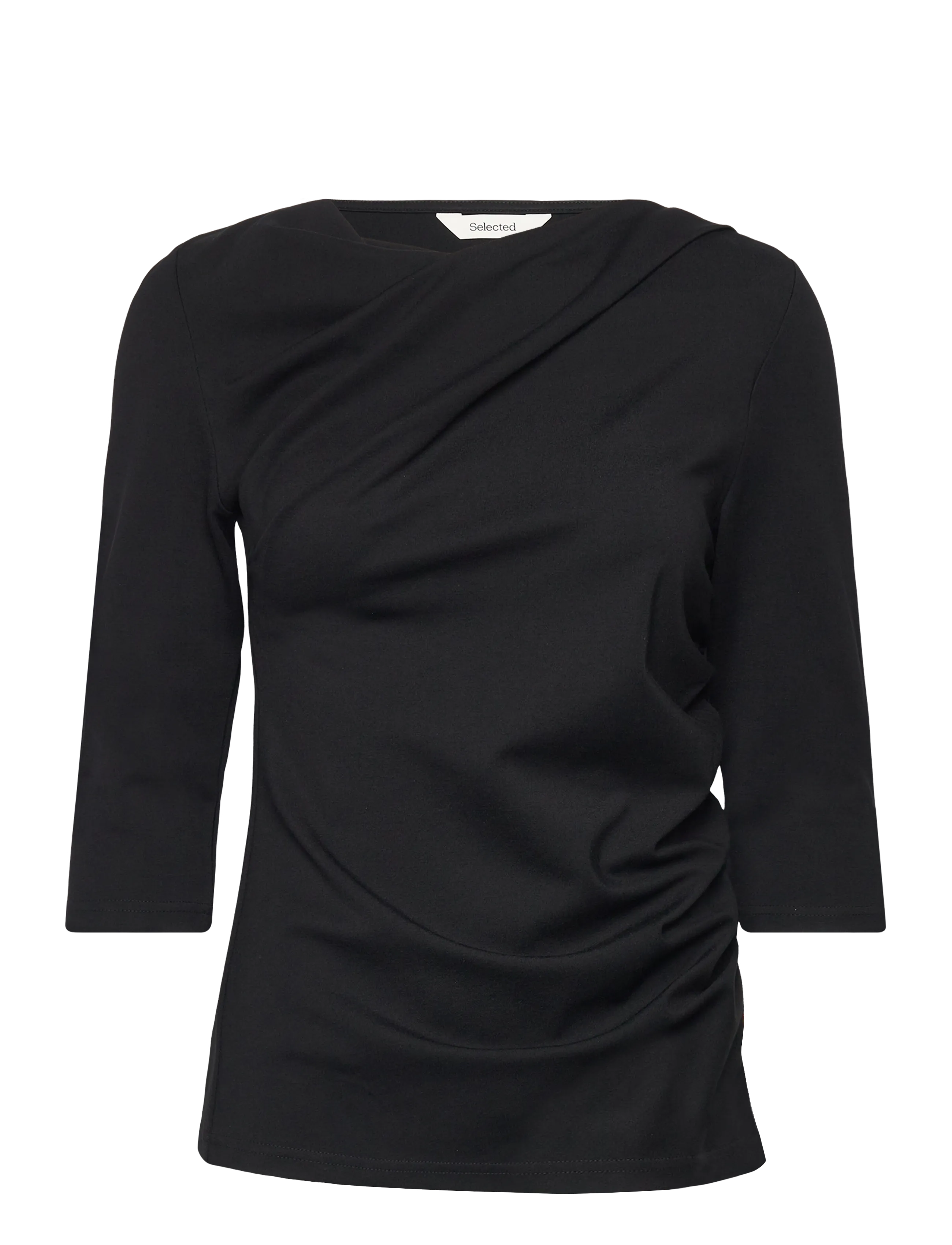 Selected Slfira-Carolina 3/4 Top, XS, Black, T-Shirts & Toppe > Langærmede, Dame