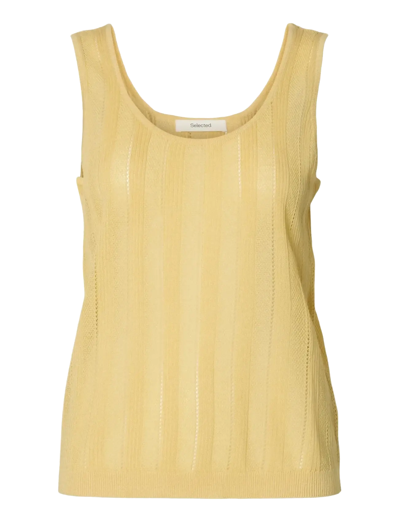 Selected SLWGLORIA STRUCTURE SL KNIT TOP EX - T-Shirts & Tops - ITALIAN STRAW / yellow