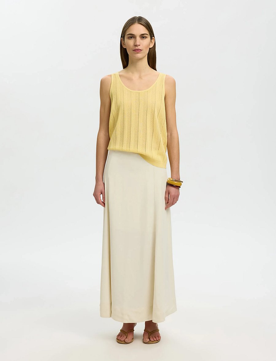 Selected - SLWGLORIA STRUCTURE SL KNIT TOP EX - Ärmellose tops - italian straw - 3