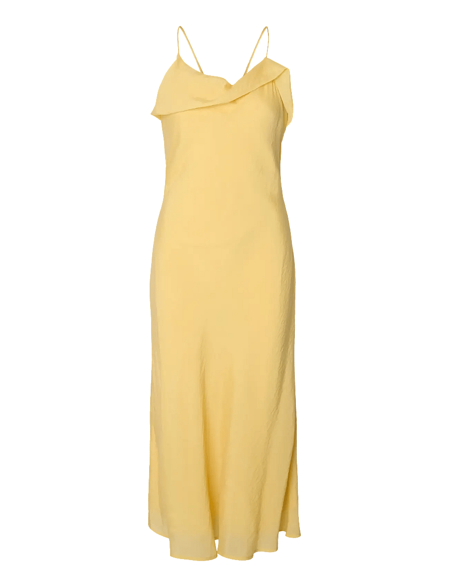 Selected - SLWEMMA SLIM CUPRO BLEND MIDI STRAP DRES - Õlapaeltega kleidid - straw - 1