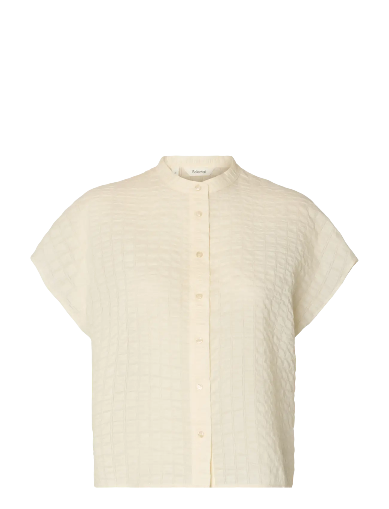 Selected SLWLILJA OVERSIZED SL CHECK SHIRT - Blusar & Skjortor - EGRET / cream