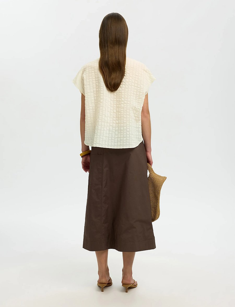 Selected - SLWLILJA OVERSIZED SL CHECK SHIRT - lühikeste varrukatega särgid - egret - 2