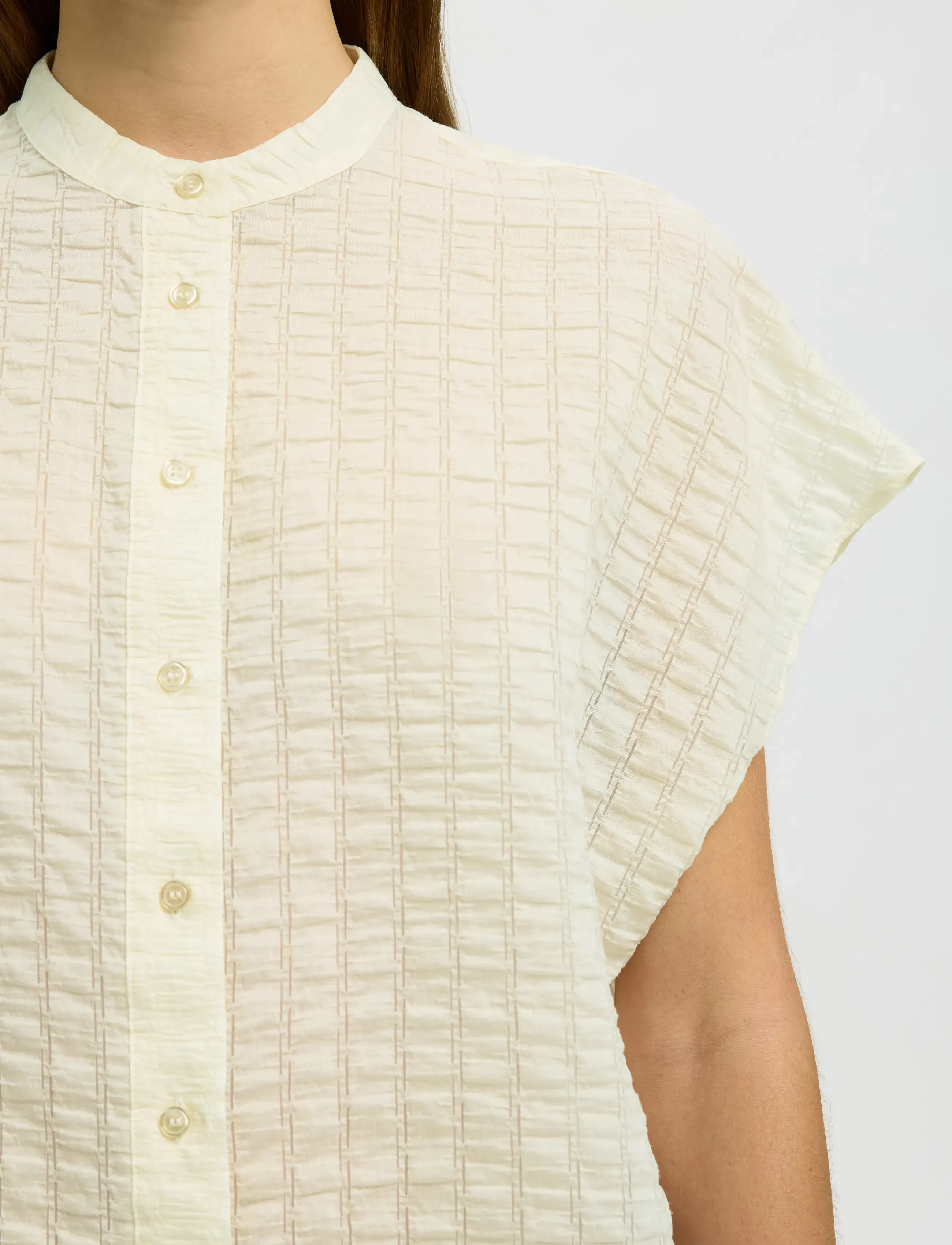 Selected - SLWLILJA OVERSIZED SL CHECK SHIRT - lühikeste varrukatega särgid - egret - 4