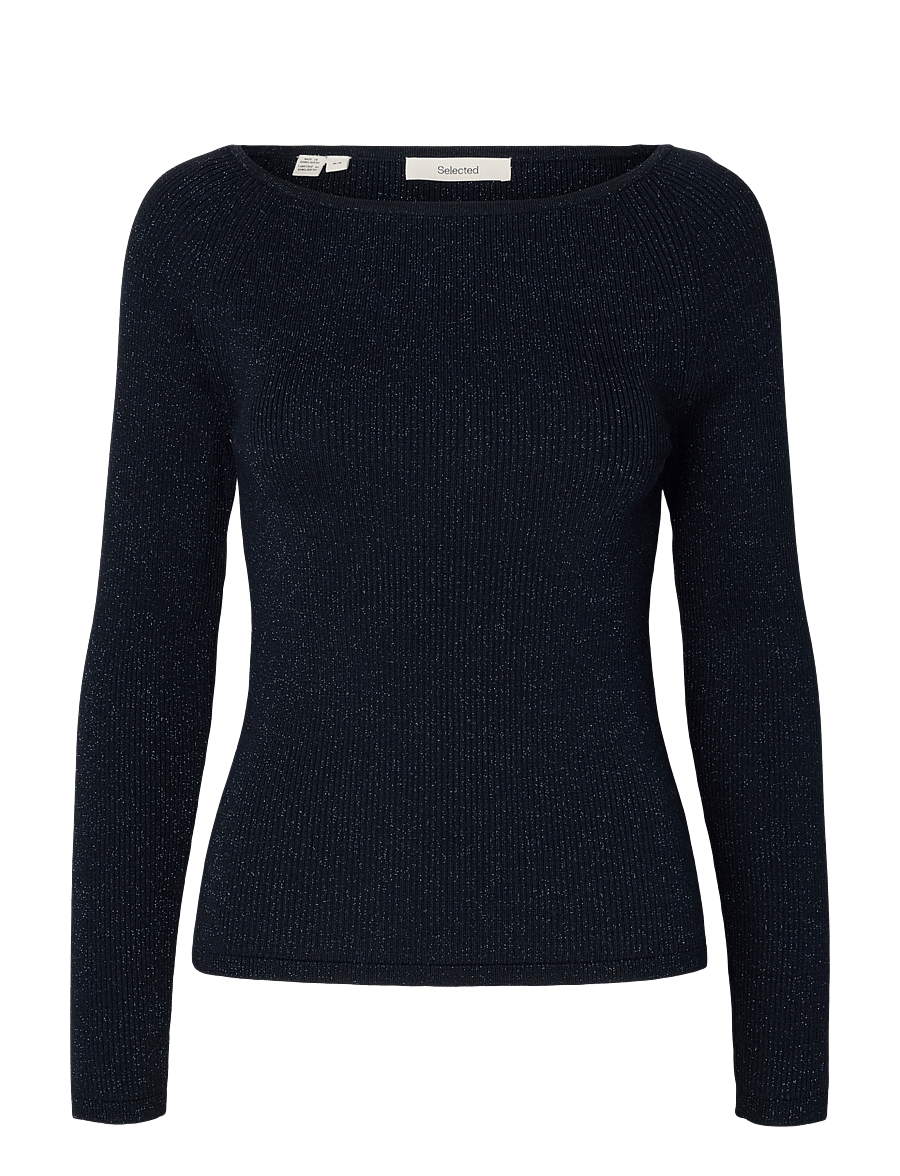 Selected - SLWLURA LS KNIT BOAT NECK - pullover - dark sapphire - 1