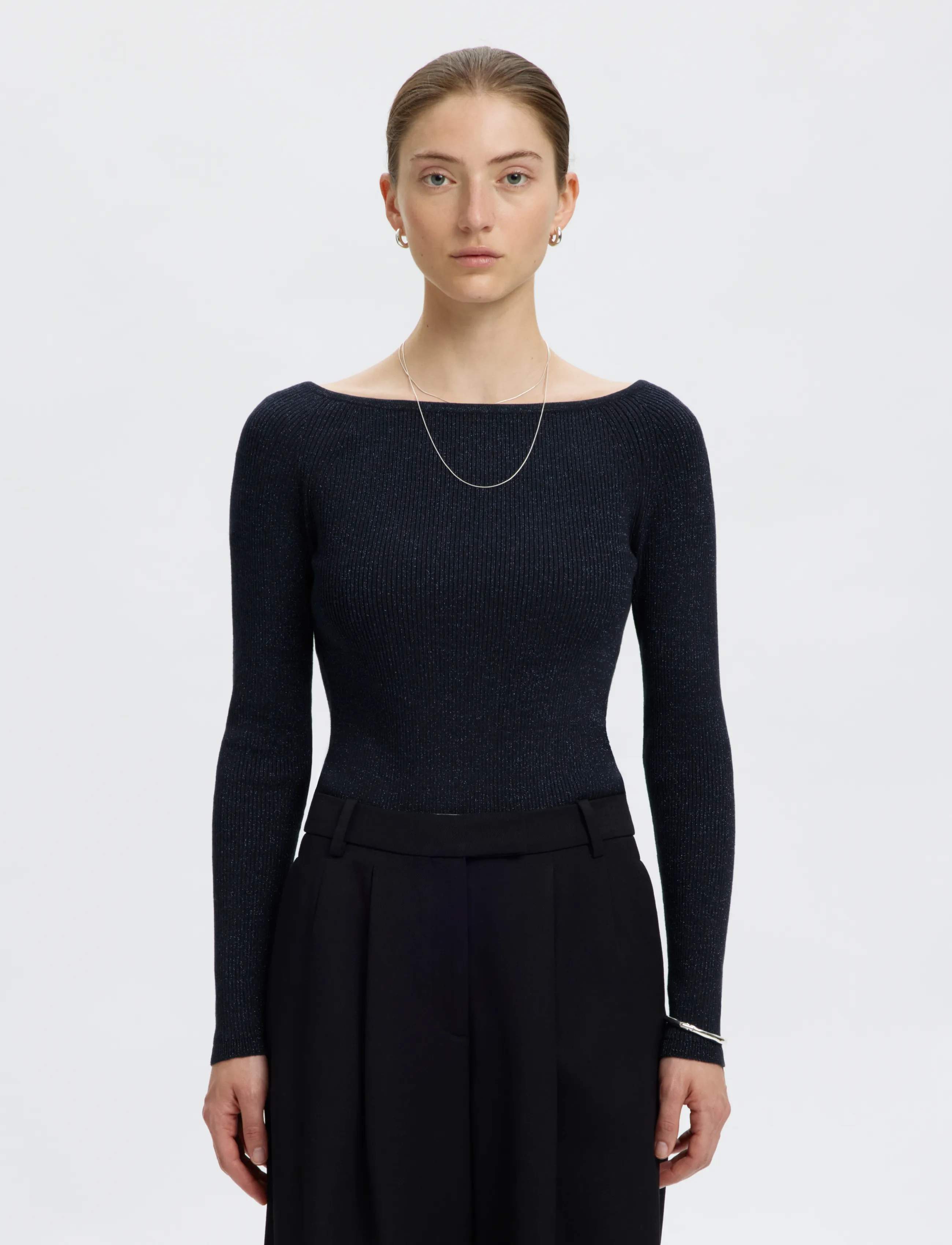 Selected - SLWLURA LS KNIT BOAT NECK - pullover - dark sapphire - 0