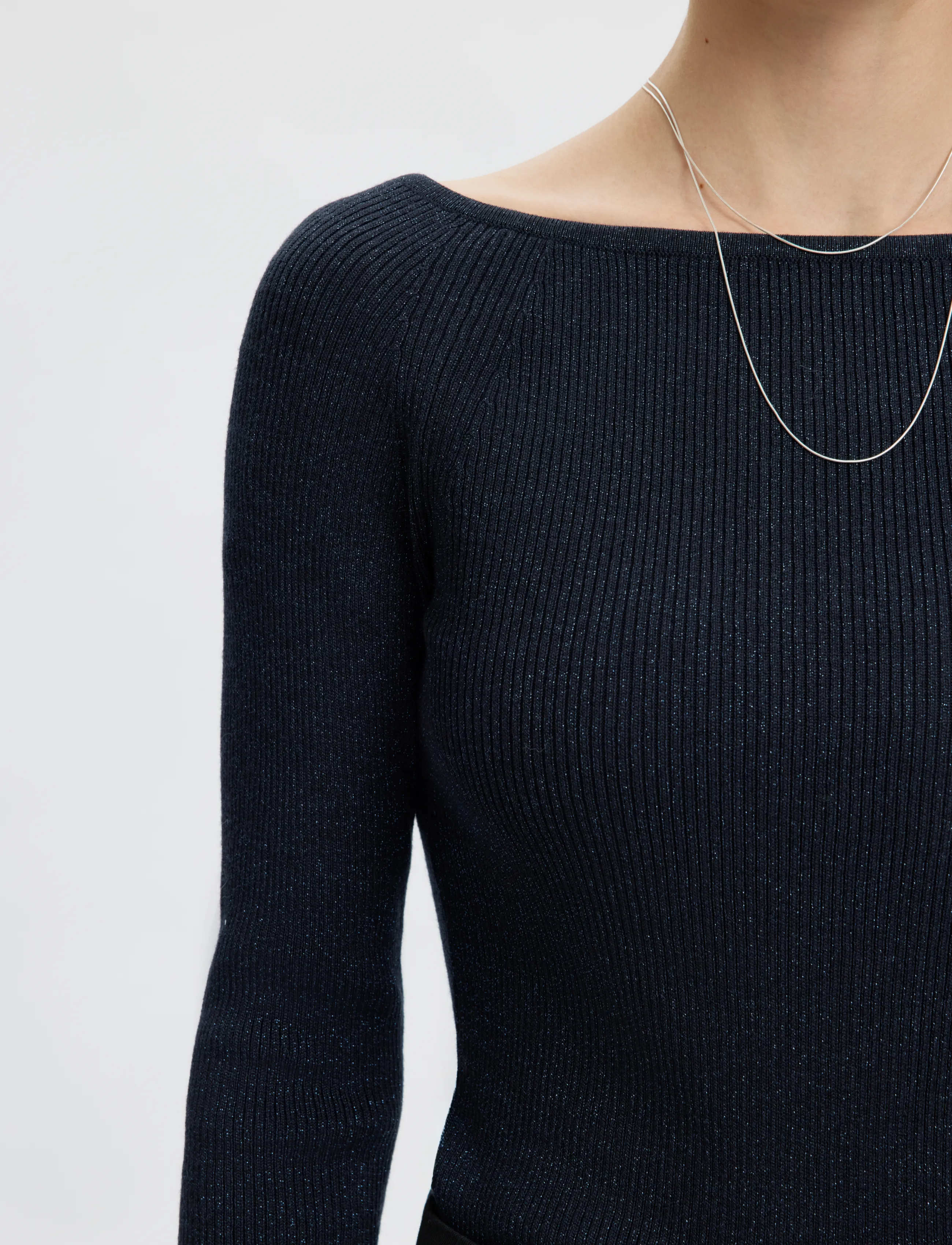 Selected - SLWLURA LS KNIT BOAT NECK - pullover - dark sapphire - 4