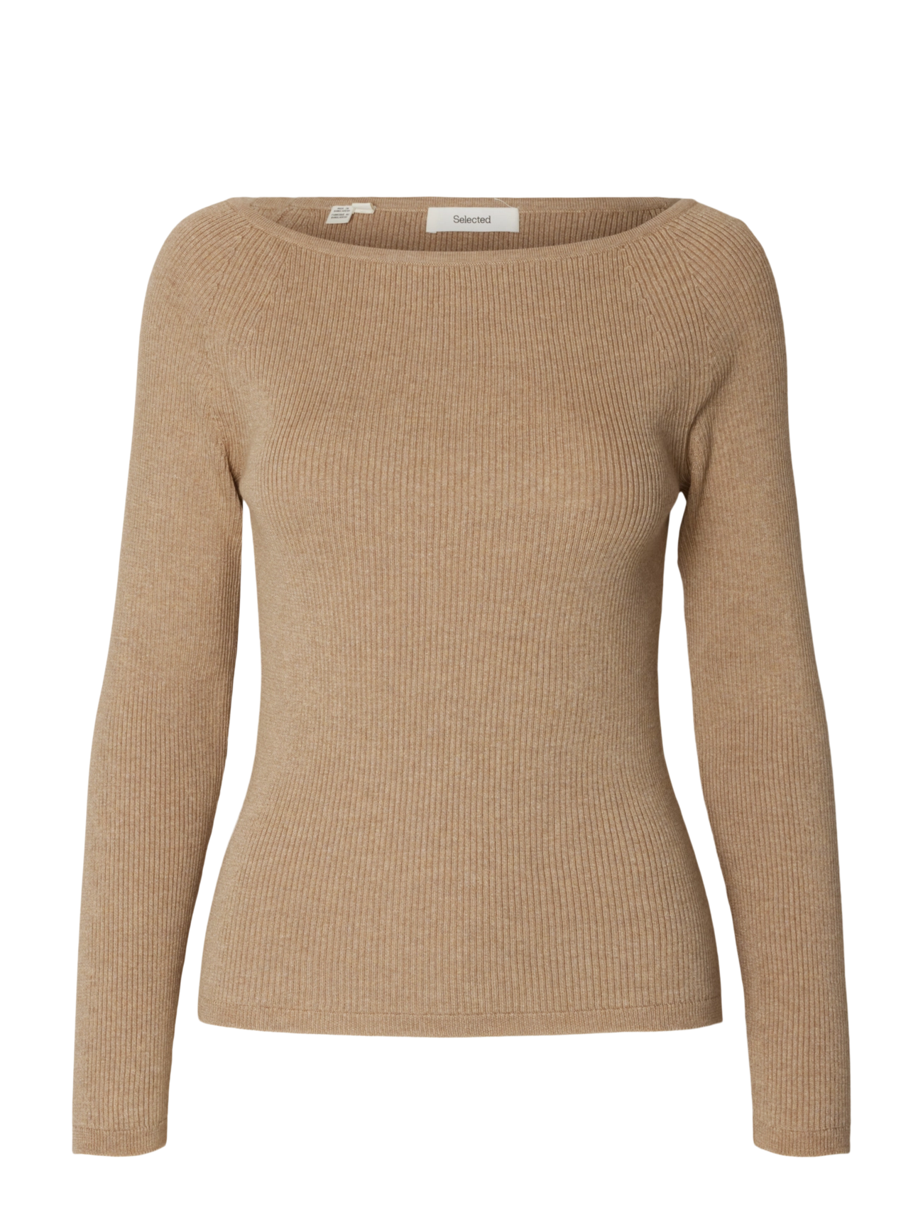 Selected SLWLURA LS KNIT BOAT NECK - Pullover - IRISH CREAM / beige