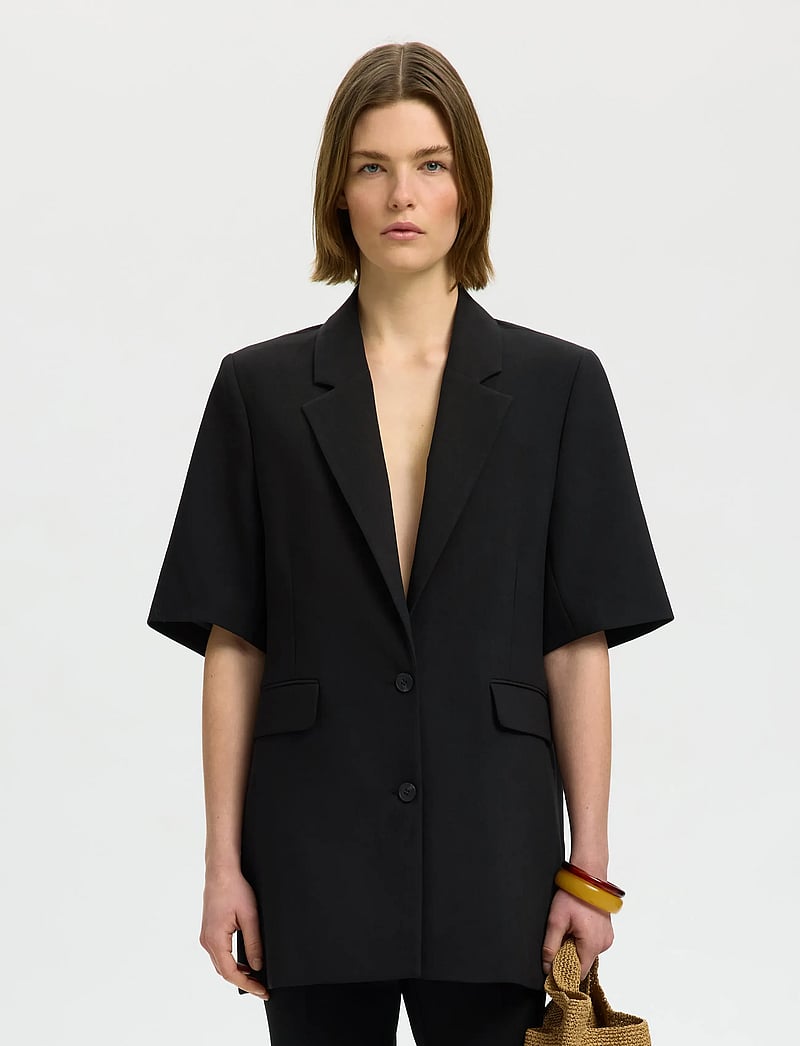 Selected - SLWRITA SS RELAXED BLAZER FD - einreihige blazer - black - 0