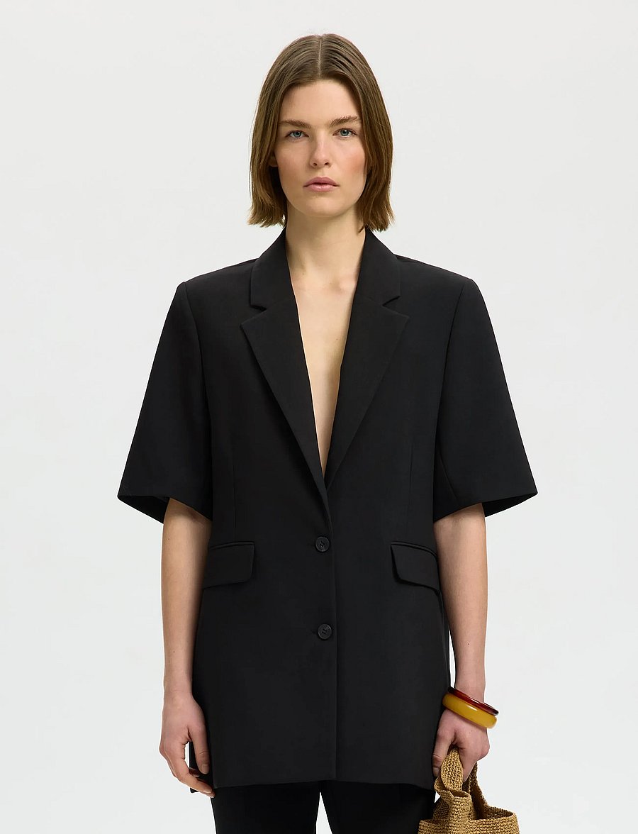 Selected - SLWRITA SS RELAXED BLAZER FD - black - 0