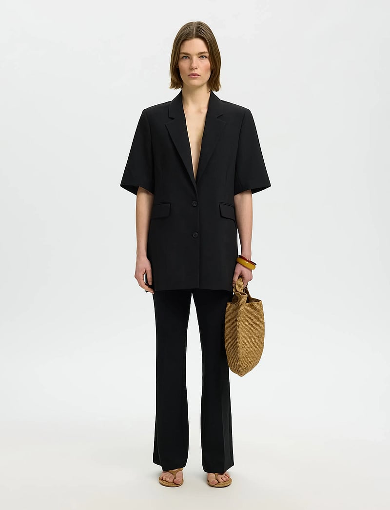 Selected - SLWRITA SS RELAXED BLAZER FD - einreihige blazer - black - 3