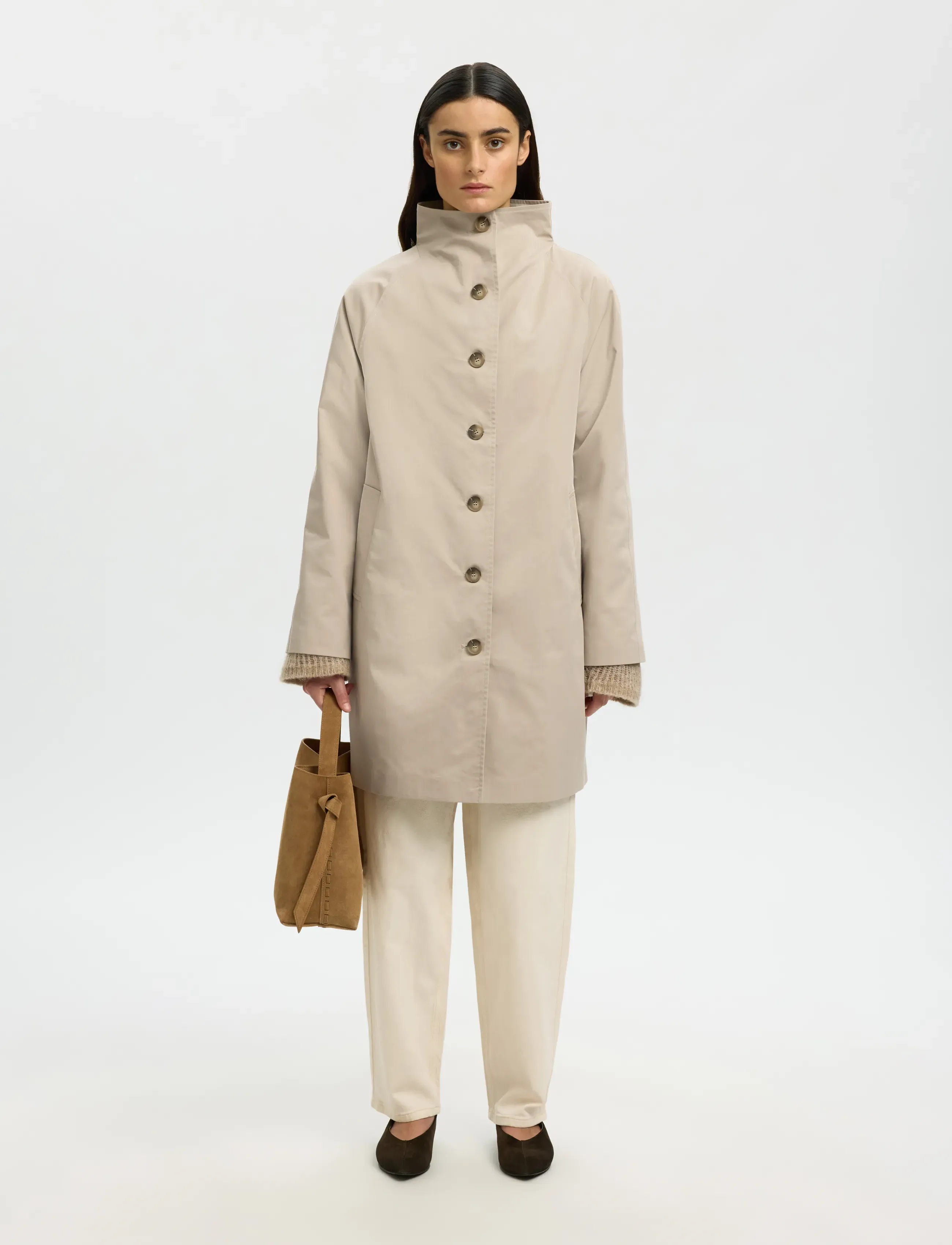 Selected Slfcilo-Vinni Coat, 38, Beige, Frakker > Lette Frakker, Dame