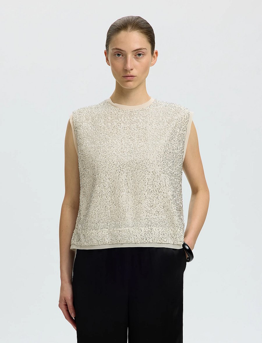 Selected - SLWELLIE SL TOP - Ärmlösa blusar - silver birch - 0