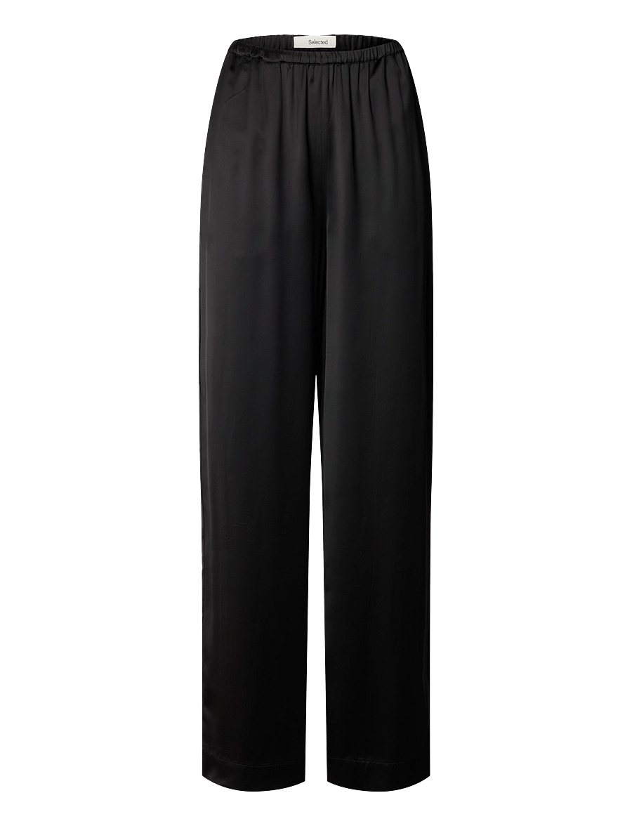 Selected - SLWVIDA MW WIDE PANT - hosen mit weitem bein - black - 1