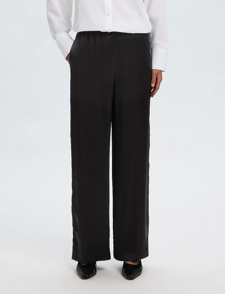 Selected - SLWVIDA MW WIDE PANT - hosen mit weitem bein - black - 0