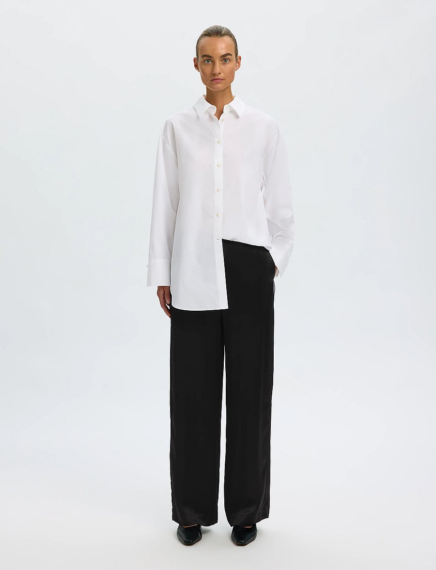 Selected - SLWVIDA MW WIDE PANT - hosen mit weitem bein - black - 3
