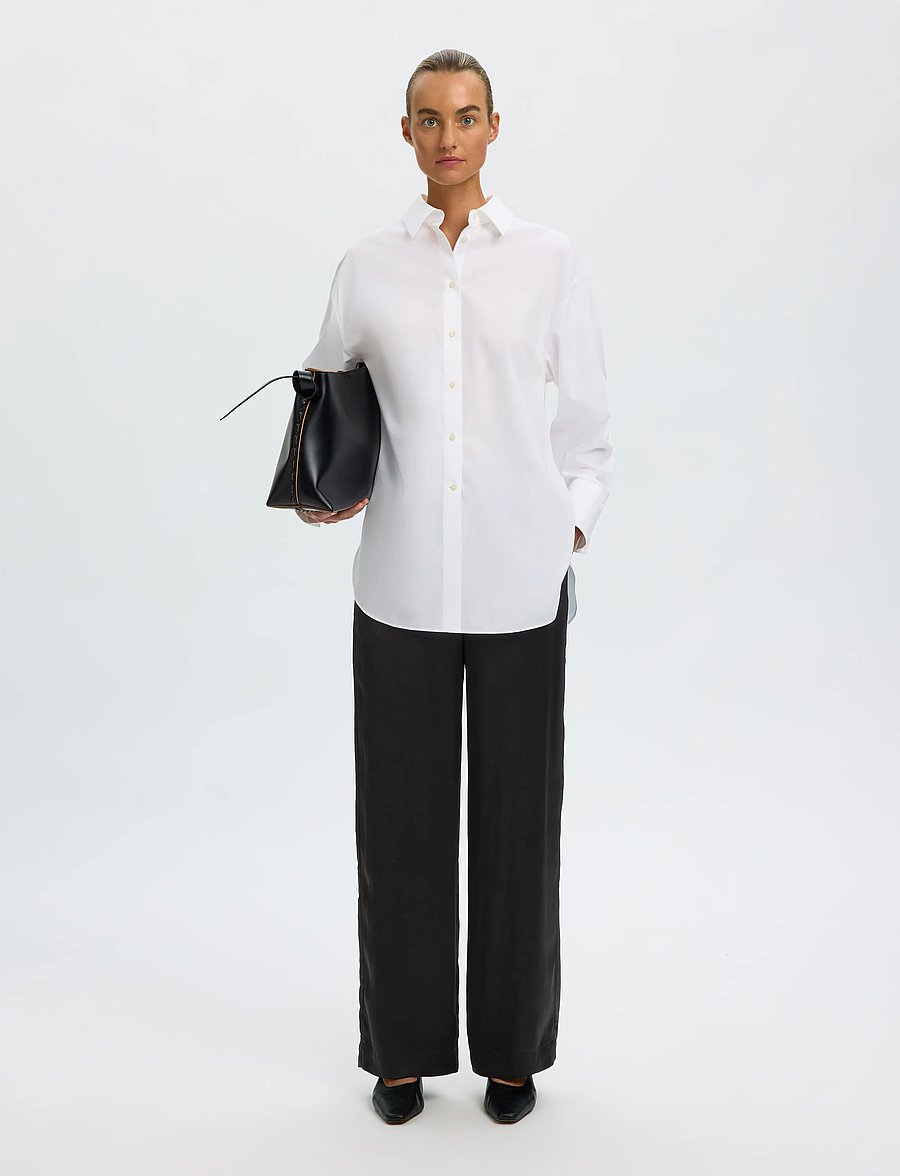 Selected - SLWVIDA MW WIDE PANT - hosen mit weitem bein - black - 5