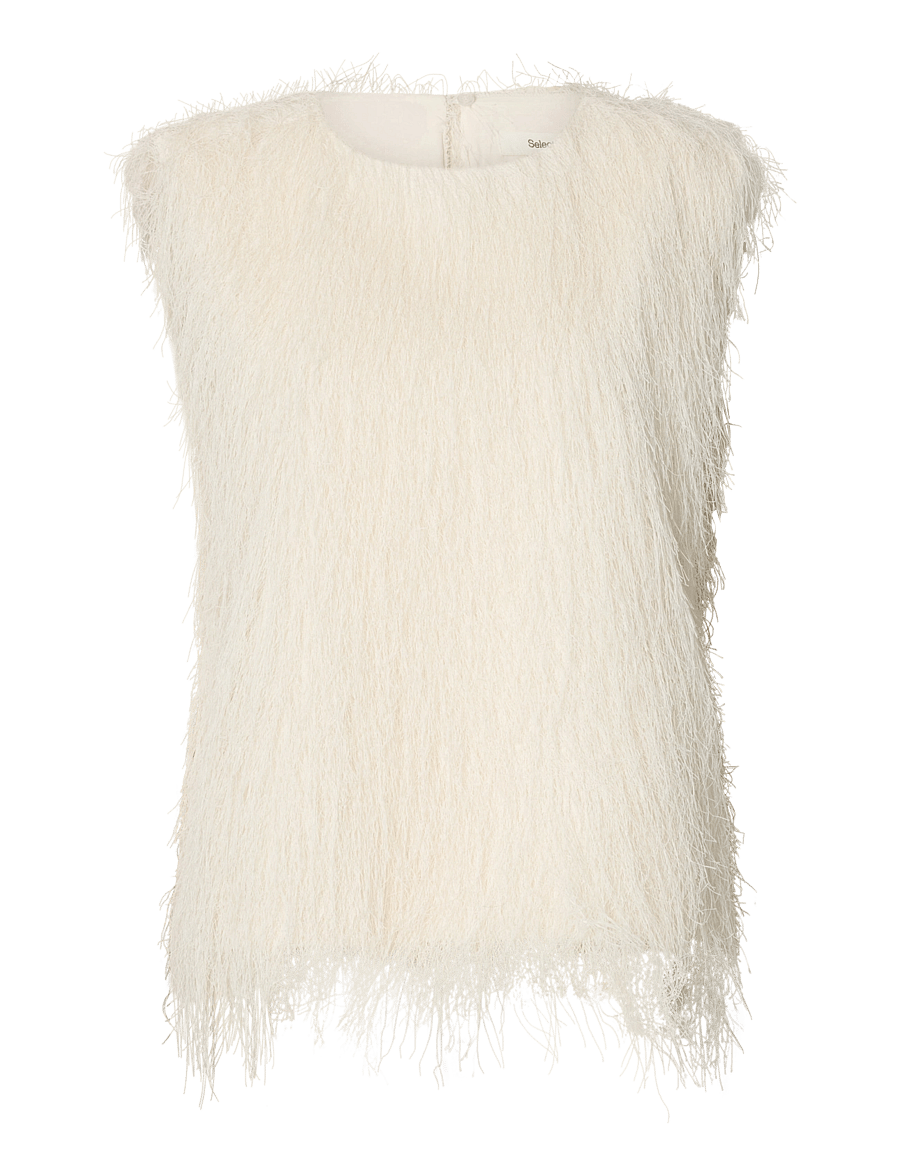 Selected - SLWMARIANNE SL FEATHER TOP - tuniken - egret - 1