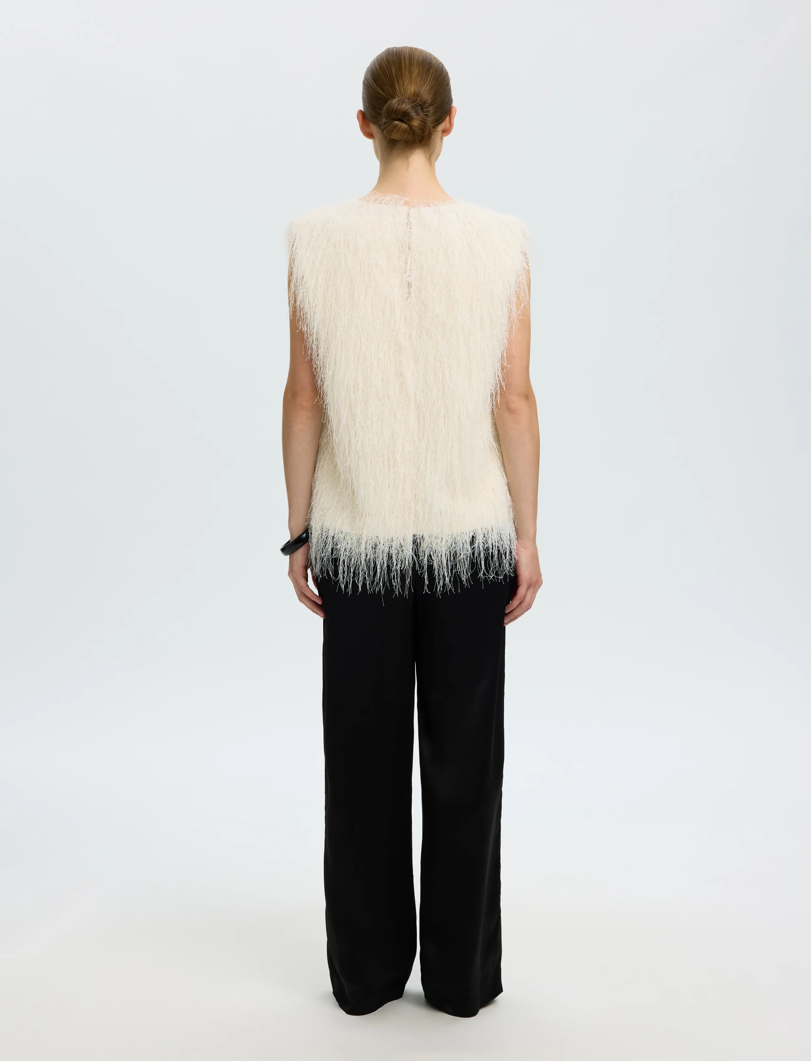 Selected - SLWMARIANNE SL FEATHER TOP - tuniken - egret - 2