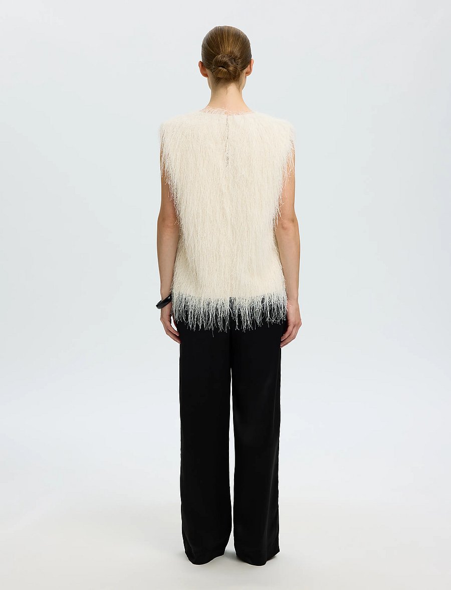 Selected - SLWMARIANNE SL FEATHER TOP - tuniken - egret - 2