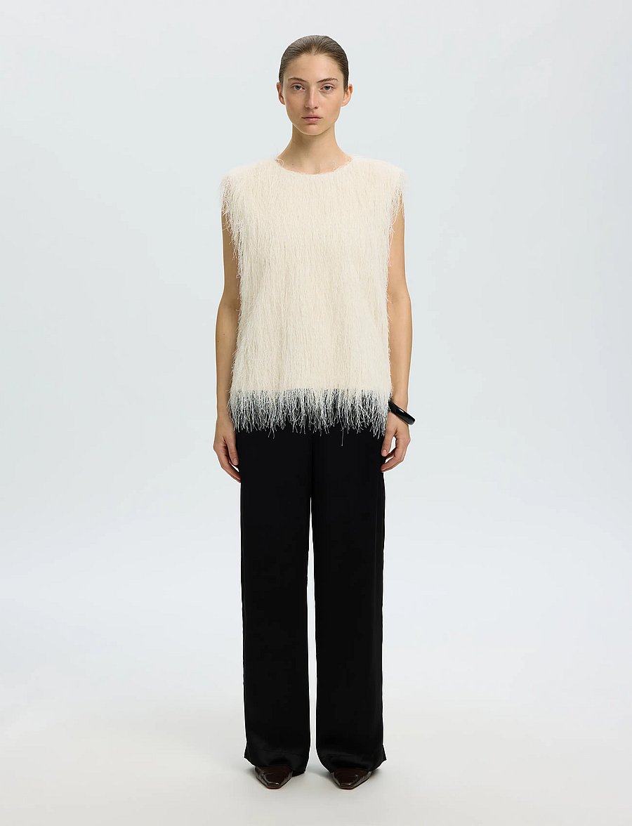 Selected - SLWMARIANNE SL FEATHER TOP - tuniken - egret - 3